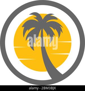 Palm beach, vitamin logo concept illustration Stock Vector