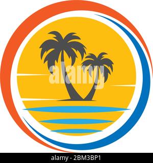 Palm beach, vitamin logo concept illustration Stock Vector