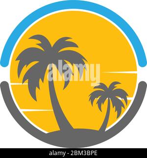 Palm beach, vitamin logo concept illustration Stock Vector