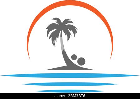 Palm beach, vitamin logo concept illustration Stock Vector
