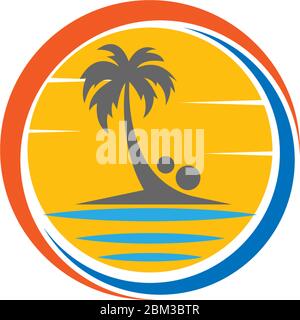 Palm beach, vitamin logo concept illustration Stock Vector