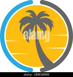 Palm beach, vitamin logo concept illustration Stock Vector