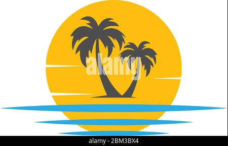 Palm beach, vitamin logo concept illustration Stock Vector