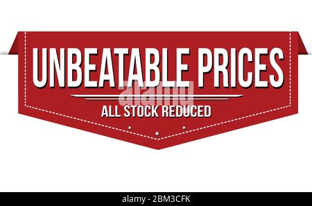 Unbeatable prices banner design on white background, vector illustration Stock Vector