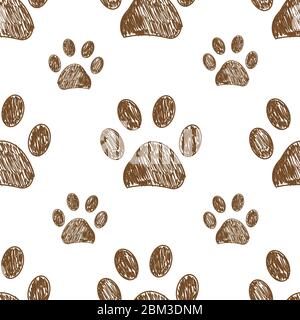 Cute bunny or rabbit and black and white easter pattern with bunny foot prints. Happy Easter background, advertisement, fabric design seamless pattern Stock Vector