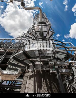 Natural gas processing plant structures with blue sky Stock Photo