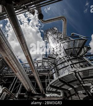 Natural gas processing plant structures with blue sky Stock Photo