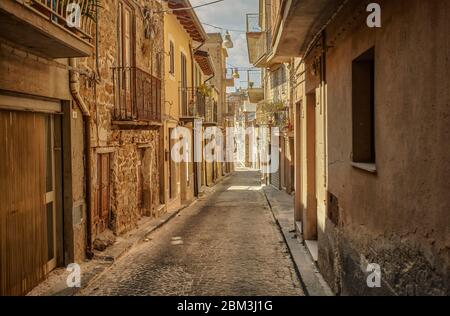 Alleyway of the Sicilian town of Butera Stock Photo