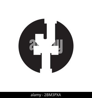 J T letter negative space logo design vector Stock Vector