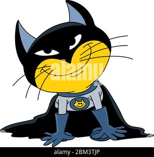 Cartoon cat dressed like a super hero vector illustration Stock Vector
