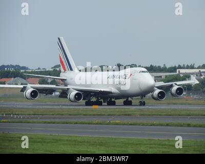 F-GIUD, a Boeing 747-428F operated by Air France Cargo, at Prestwick International Airport in Ayrshire. Stock Photo