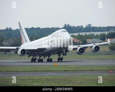 F-GIUD, a Boeing 747-428F operated by Air France Cargo, at Prestwick International Airport in Ayrshire. Stock Photo