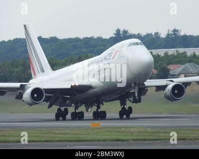 F-GIUD, a Boeing 747-428F operated by Air France Cargo, at Prestwick International Airport in Ayrshire. Stock Photo