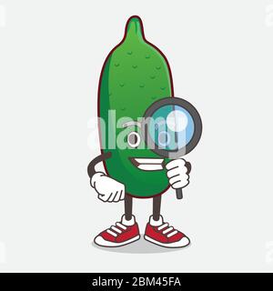An illustration of Finger Lime cartoon mascot character as Detective design Stock Vector