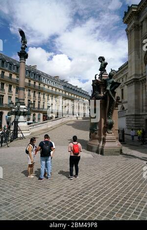 The memorial of Charles Garnier by the west facade of Palais Garnier-Opera National de Paris.Paris.France Stock Photo