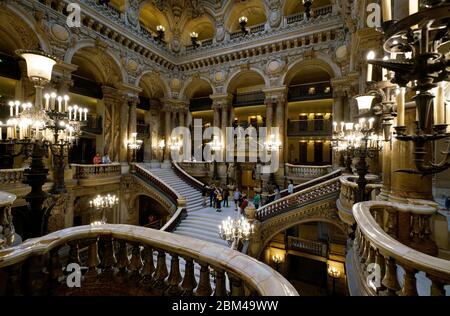 The grand staircase of the Palais Garnier Opera National de Paris.Paris.France Stock Photo