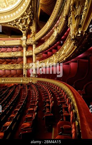 Interior view the auditorium of Palais Garnier Opera National de Paris.Paris.France Stock Photo