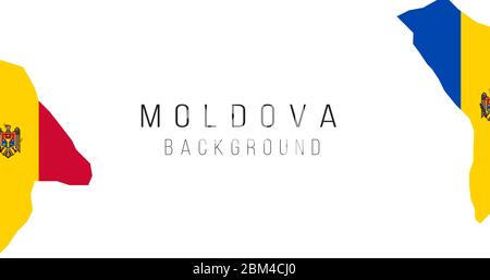 Moldova flag map background. The flag of the country in the form of borders. Stock vector illustration isolated on white background. Stock Vector