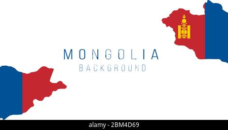 Mongolia flag map background. The flag of the country in the form of borders. Stock vector illustration isolated on white background. Stock Vector