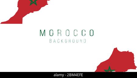 Morocco flag map background. The flag of the country in the form of borders. Stock vector illustration isolated on white background. Stock Vector