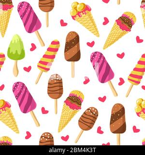 Ice cream of different types, chocolate and gelato Stock Vector
