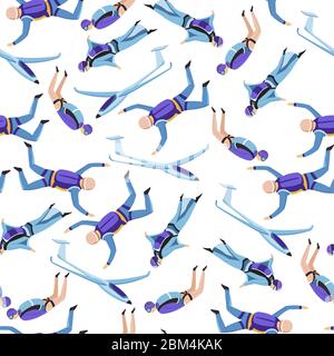 Extreme sports, parachutist and aircraft seamless pattern vector Stock Vector