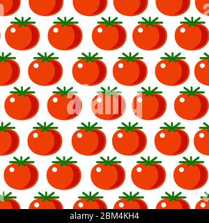 Pickled or raw fresh tomato, vegetable seamless pattern Stock Vector