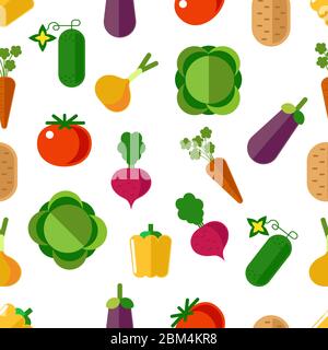 Veggies and seasonal vegetables, organic food seamless pattern Stock Vector