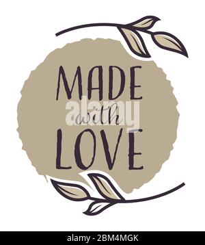 Made with love, handmade production emblem or banner Stock Vector