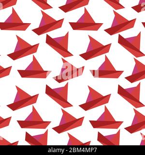Origami boat, hobby and art of Japan seamless pattern Stock Vector