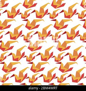 Origami crane, hobby of paper folding seamless pattern Stock Vector