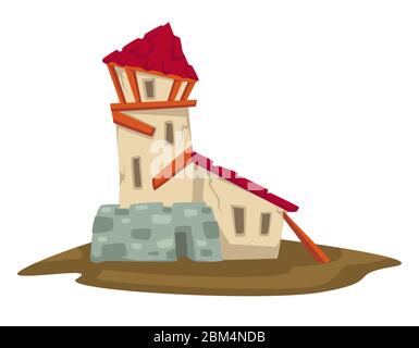 Old house construction, destroyed barn or dwelling vector Stock Vector