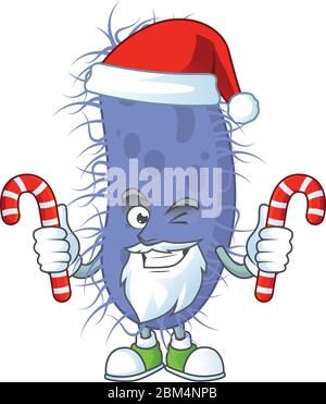 Salmonella typhi humble Santa Cartoon character having candies. Vector illustration Stock Vector