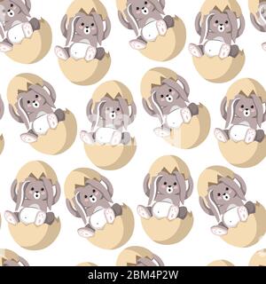 Easter bunny, rabbit sitting in egg with eggshell Stock Vector