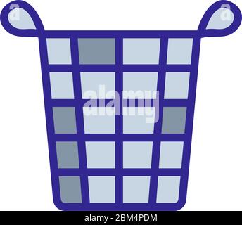 basket for household with convenient handles icon vector outline illustration Stock Vector