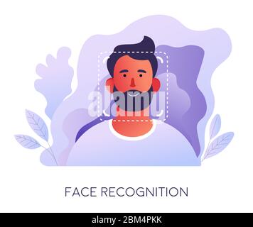 Face recognition for authentication and access to device or app Stock Vector