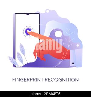 Fingerprint recognition for smartphone unlock, access to device Stock Vector