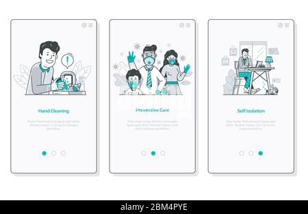 World Virus Pandemic UI Screens for Medical App Stock Vector