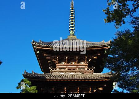 The pagoda in Sankeien Gardens in Yokohama, Japan Stock Photo
