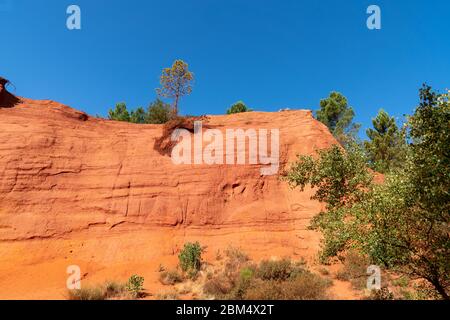 Roussillon park with red rocks in Luberon Provence France Stock Photo