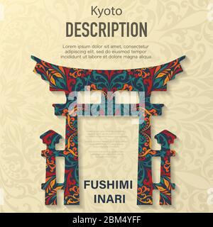 Fushimi Inari floral pattern background Stock Vector