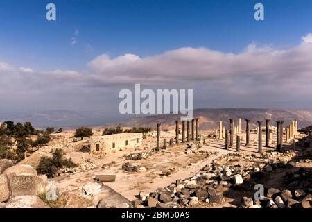 Basilica terrace, Umm Qais, or Umm Qays, Ruins of the ancient Gadara, Decapolis, Irbit, Irbid governorate, Jordan, middle east, Asia Stock Photo