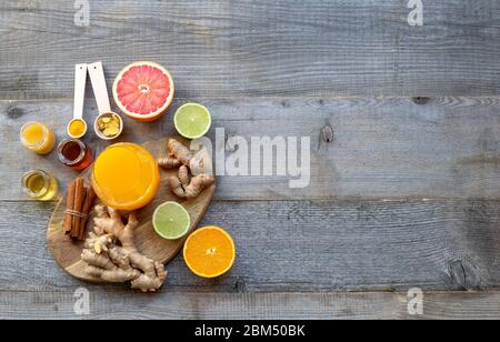 Healthy food immune boosting selection. High in antioxidants, minerals and vitamins.  Stock Photo