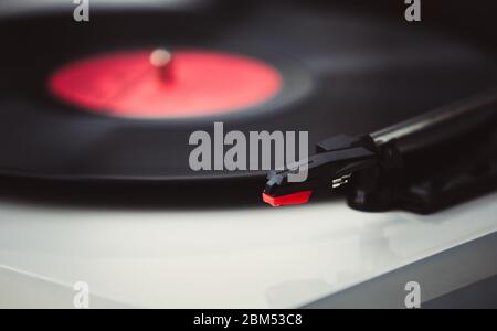 Hifi Vinyl Records Player Turntable In Close Up Vintage Turn Table Needle Plays Old Analog Record With Classic Music Old Electronic Audio Equipment Fo Stock Photo Alamy