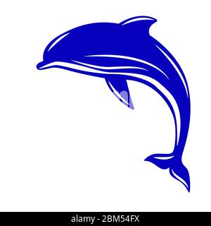 Dolphin. Vector illustration, flat style. Isolated on white. Stock Vector