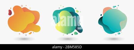 Set of abstract modern graphic elements. Gradient banners with flowing fluid or liquid shapes. Vector illustration Stock Vector