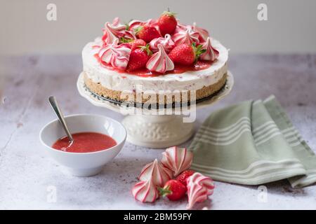 Eton Mess strawberry cheesecake Stock Photo
