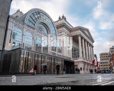 Royal Opera House, Covent Garden, with it's adjacent glass and iron Floral Hall renamed The Paul Hamlyn Hall in the West End of London, UK. Stock Photo