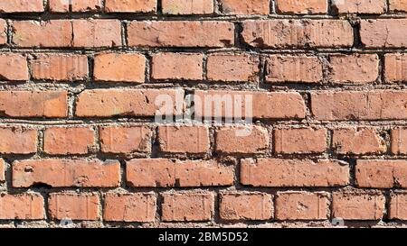 panoramic construction background - outdoor wall of house from brown bricks Stock Photo