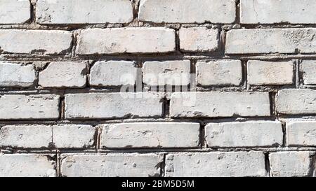 panoramic construction background - outdoor wall of house from white bricks Stock Photo